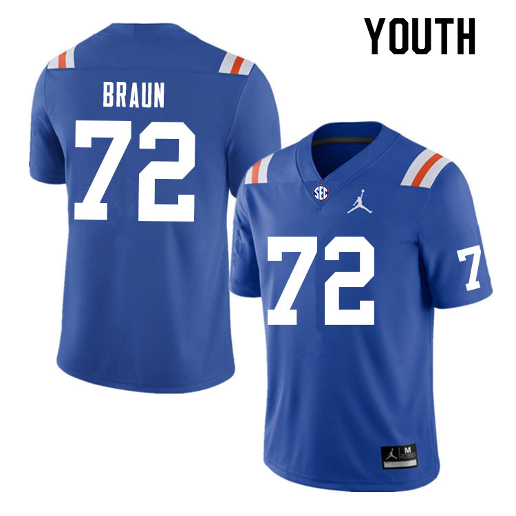 Youth #72 Josh Braun Florida Gators College Football Jerseys Sale-Throwback - Click Image to Close